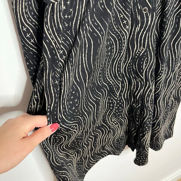 Gudrun Sjoden Long Sleeve Snap Button Shirt Dress Womens Small Black Lagenlook - Picture 6 of 10